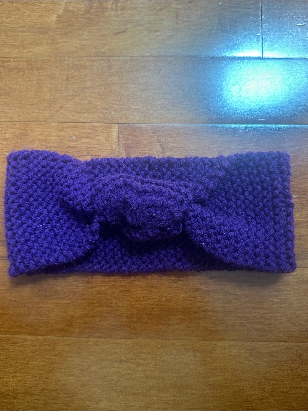 Purple Knit Crochet Headband Ear Warmer